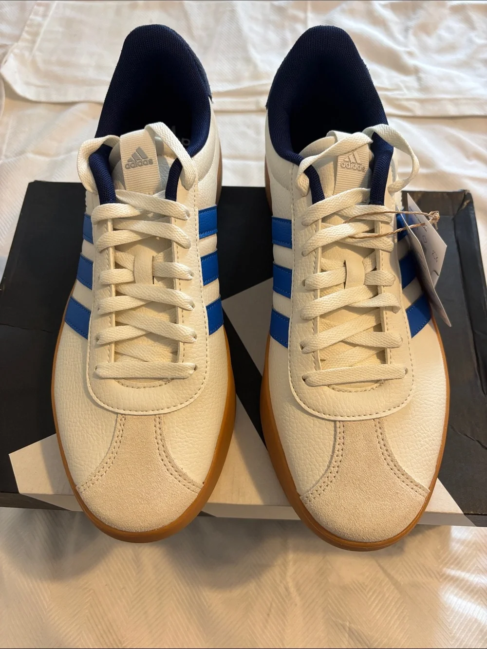 NEW Adidas VL Court 3.0 S White/Blue JR8634 Sz 9.5